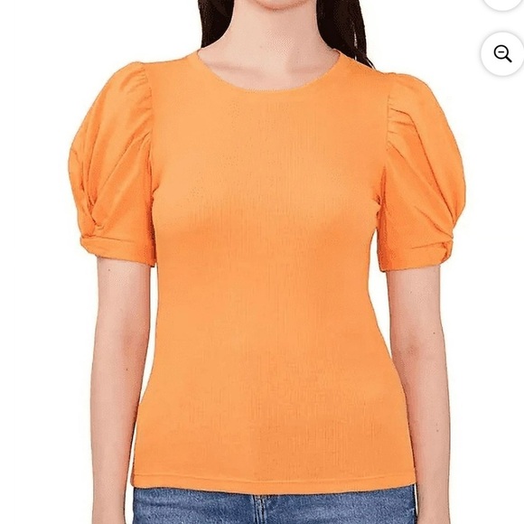 NWT VINCE CAMUTO Ribbed Short Puff Sleeve Top - Picture 1 of 3
